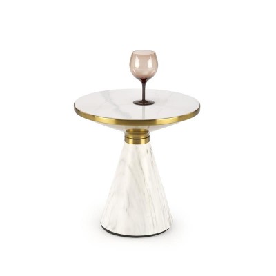 Стол журнальный HALMAR TALBI белый мрамор/белый/золотой